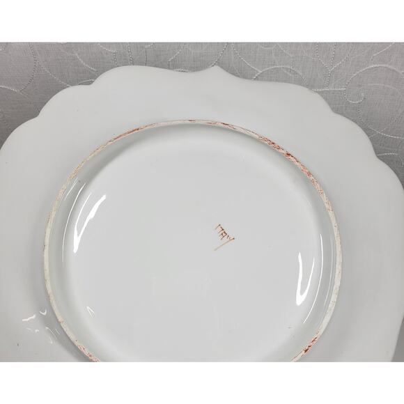 Vintage Italian Serving Platter Scallop Raised 13" White Floral Serving Plate - Picture 14 of 16